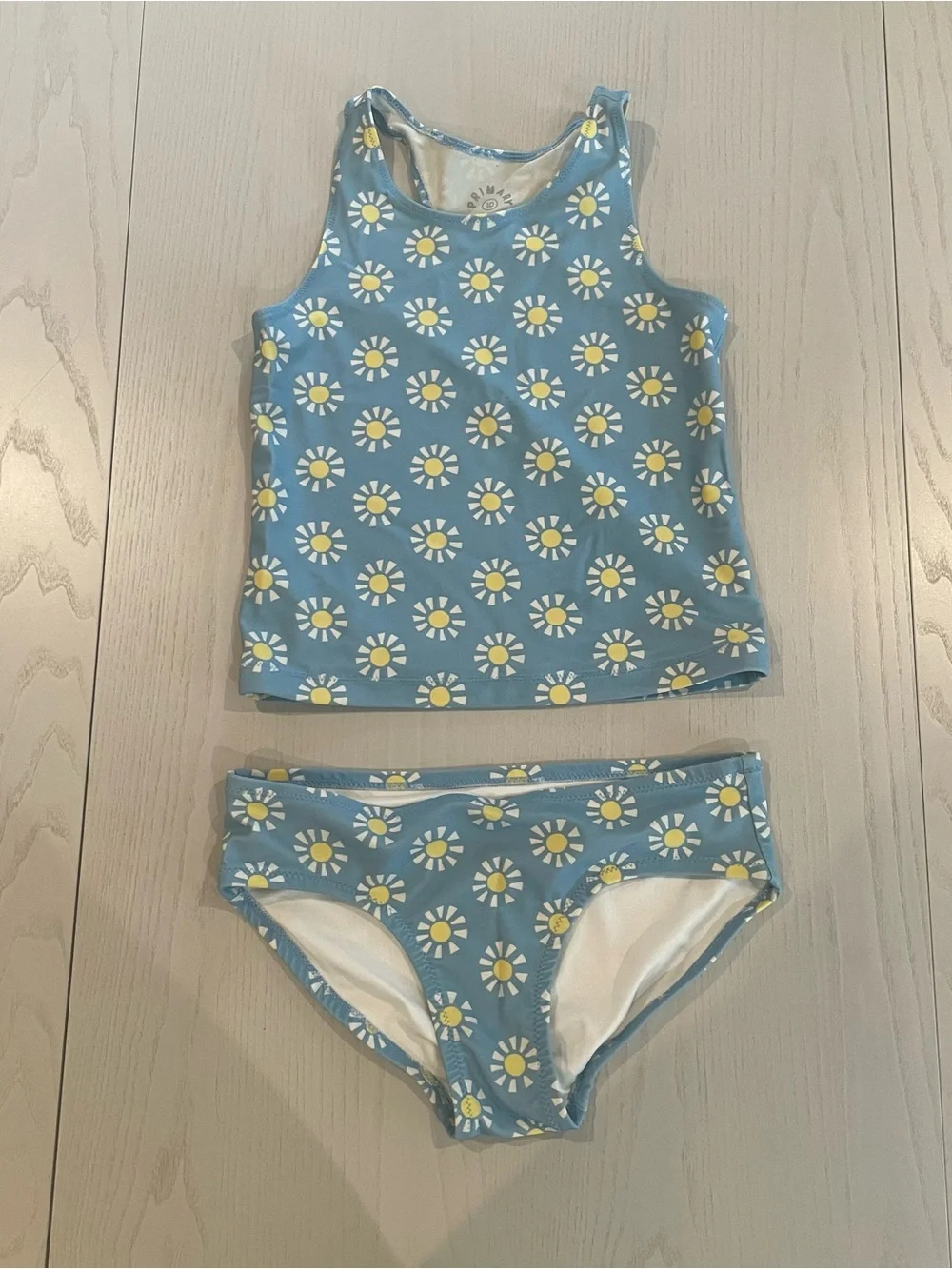 Primary Kids Swim Tank Bikini Bottom Swim Set (Daisy Floral Sun) - Size 10